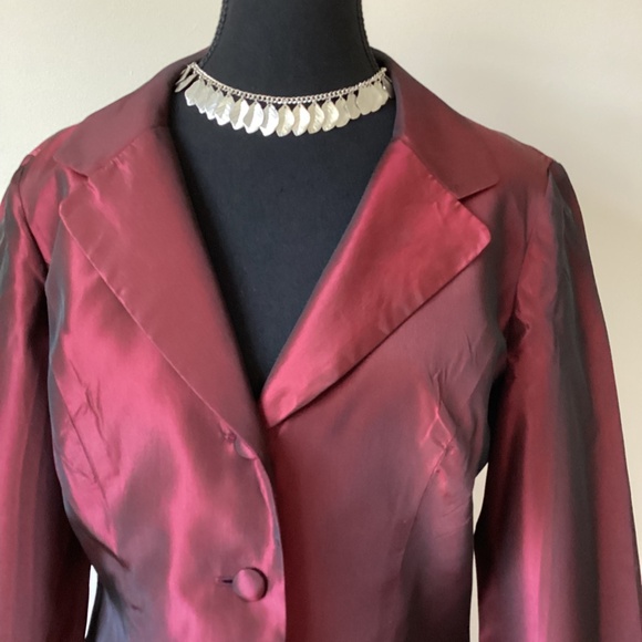VINTAGE Holt Renfrew 2-piece Taffeta Outfit Burgundy US 8 - Picture 3 of 11